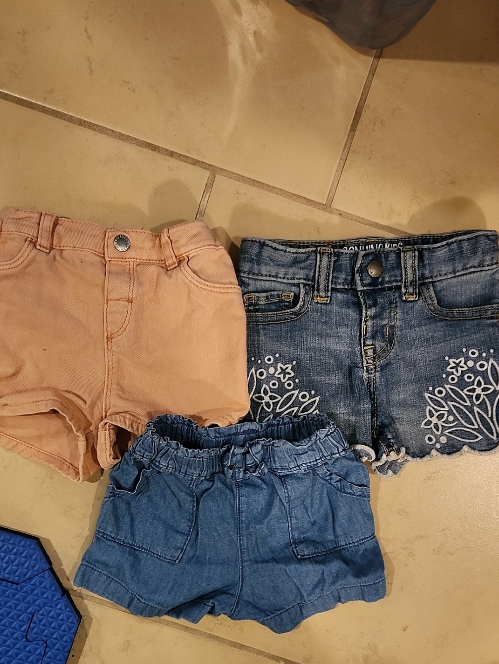 Bahy Girk Size 12 Months Bundle Kids Denim Blue Elastic-Waist Shorts - Unbranded